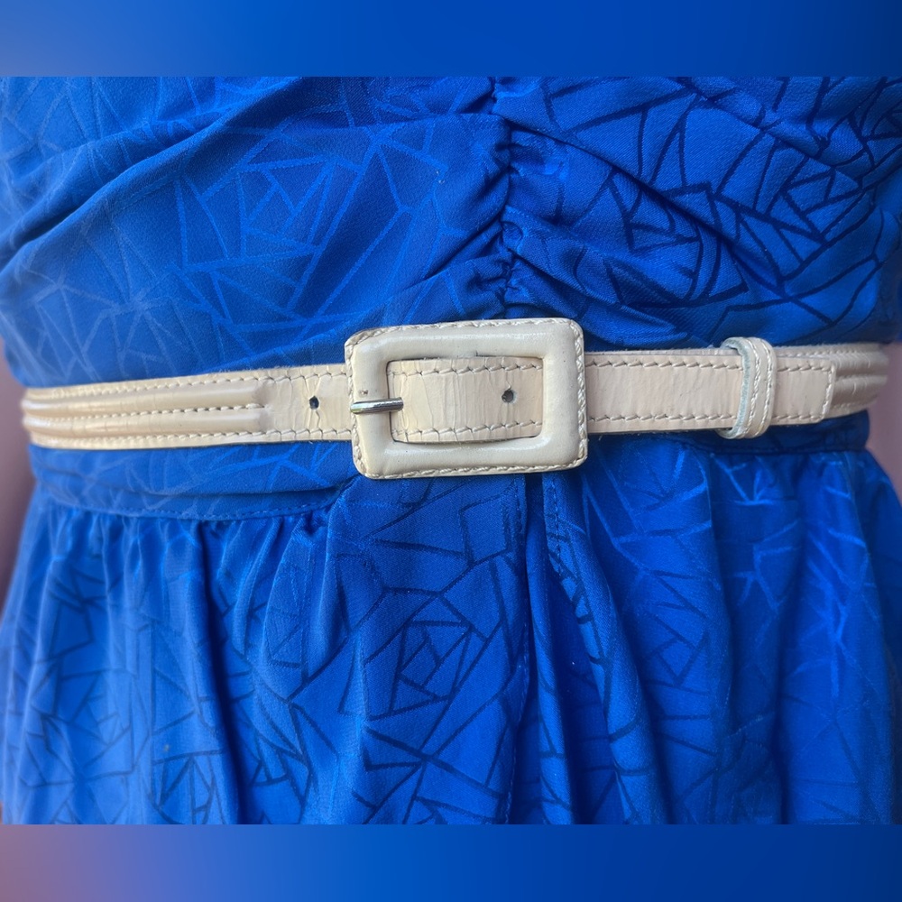 Vintage Saint Laurent Paris Leather Belt - Made in France - Cream / Ivory XS/SM